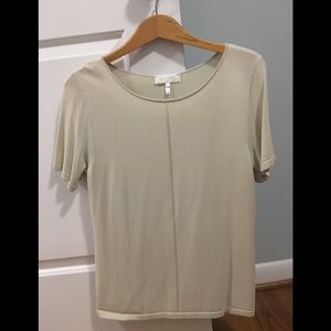 Escada short sleeve knit top, beige, Size 42
